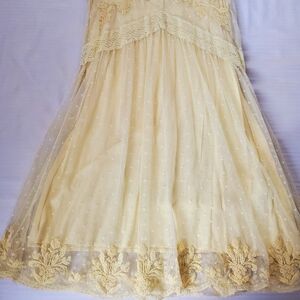 ZARA Yellow Lace & Embroidered Tulle Dress